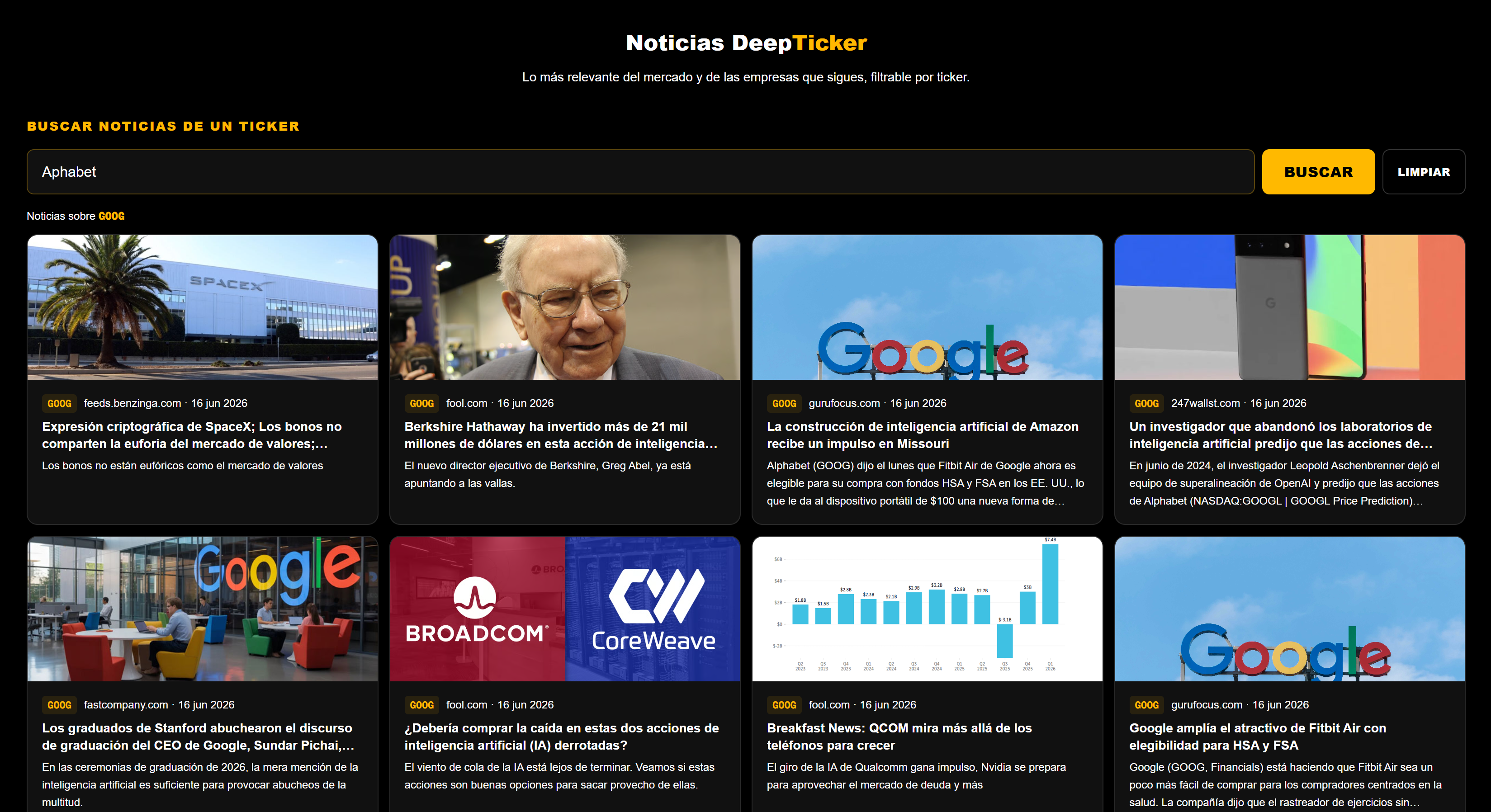 Noticias de DeepTicker filtradas por tus acciones